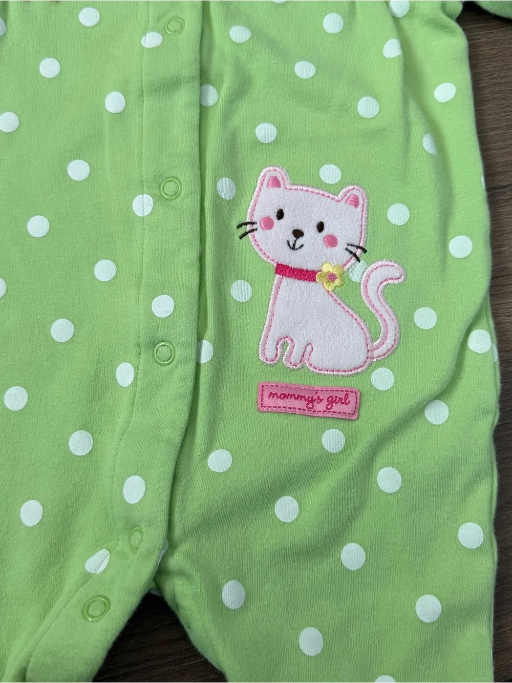 Y2K Lamaze Pink Polka Dot & Carter's Green Polka Dot Footie Bundle Size 3-6m